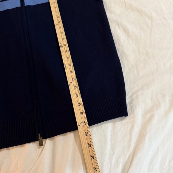 Dunhill Links Blue Stripe 100% Wool Knit Full Zip Golf Vest Mens size Large - Picture 9 of 9